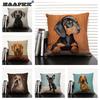 Cute Animal Cushion Cover Bulldog Dachshund 45x45cm Square Linen Pillowcase Living Room Sofa Decoration Dog Companion