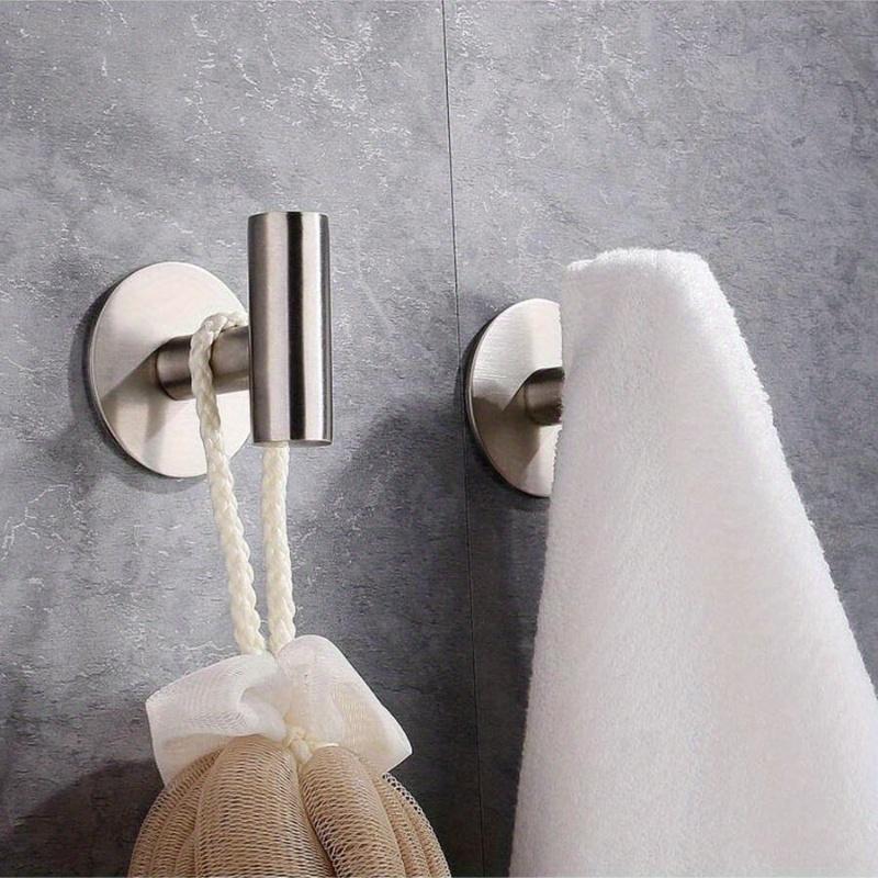 1pc, No Punching Self-adhesive Hook, Stainless Steel Bathroom Hook,bathroom Accessories Kitchen Organizer