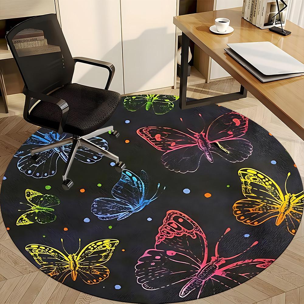 1pc Butterfly Fabric Print Chair Carpet for Office Non-Slip, Rug for Office, Room, Good Gift for Family or Friends,  yy251226191