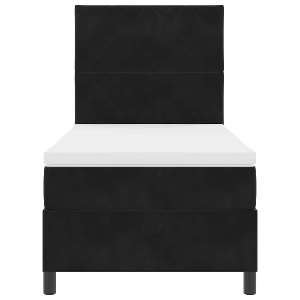 Boxspring Bed with Headboard Black 90 x 200 cm Velvet