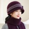 Осенне-зимняя уличная вязаная шапка из кроличьей шерсти женская толстая бархатная теплая бабушкина шапка модный стиль вязаная шапка
