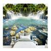 3D Фотообои Красивый Водопад с Текущей Водой Обои Фон для Экрана Фреска