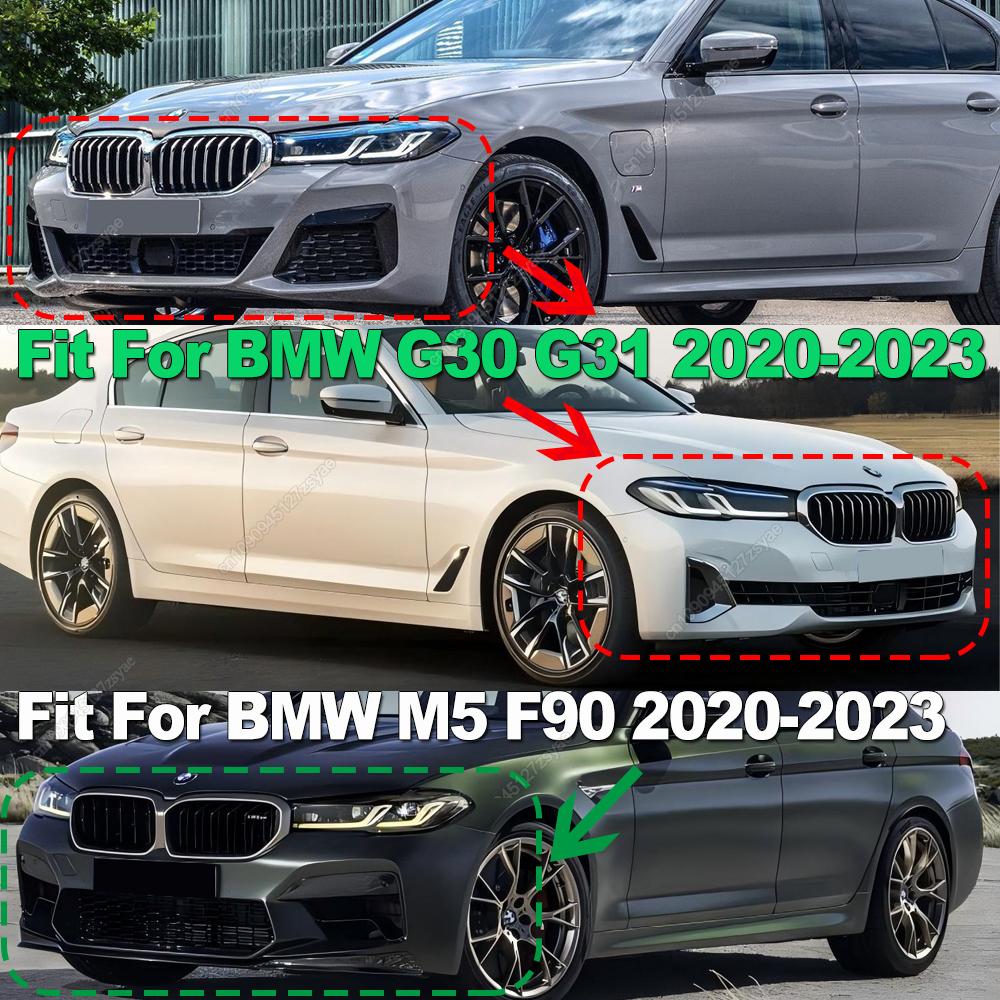 LED White Light Gloss Black Car Front Bumper Kidney Grill Grilles For BMW 5 Series G30 G31 F90(M5) LCI 2020-2023 ABS Car Styling