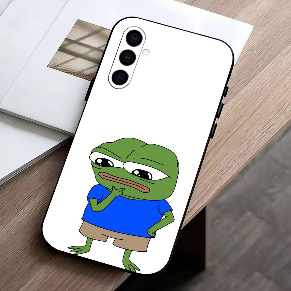 Смешная грустная лягушка пепе M-мем Чехол для телефона для Samsung Galaxy A73,A72,A71,A70,A53,A52,A51,Мягкий силиконовый черный чехол