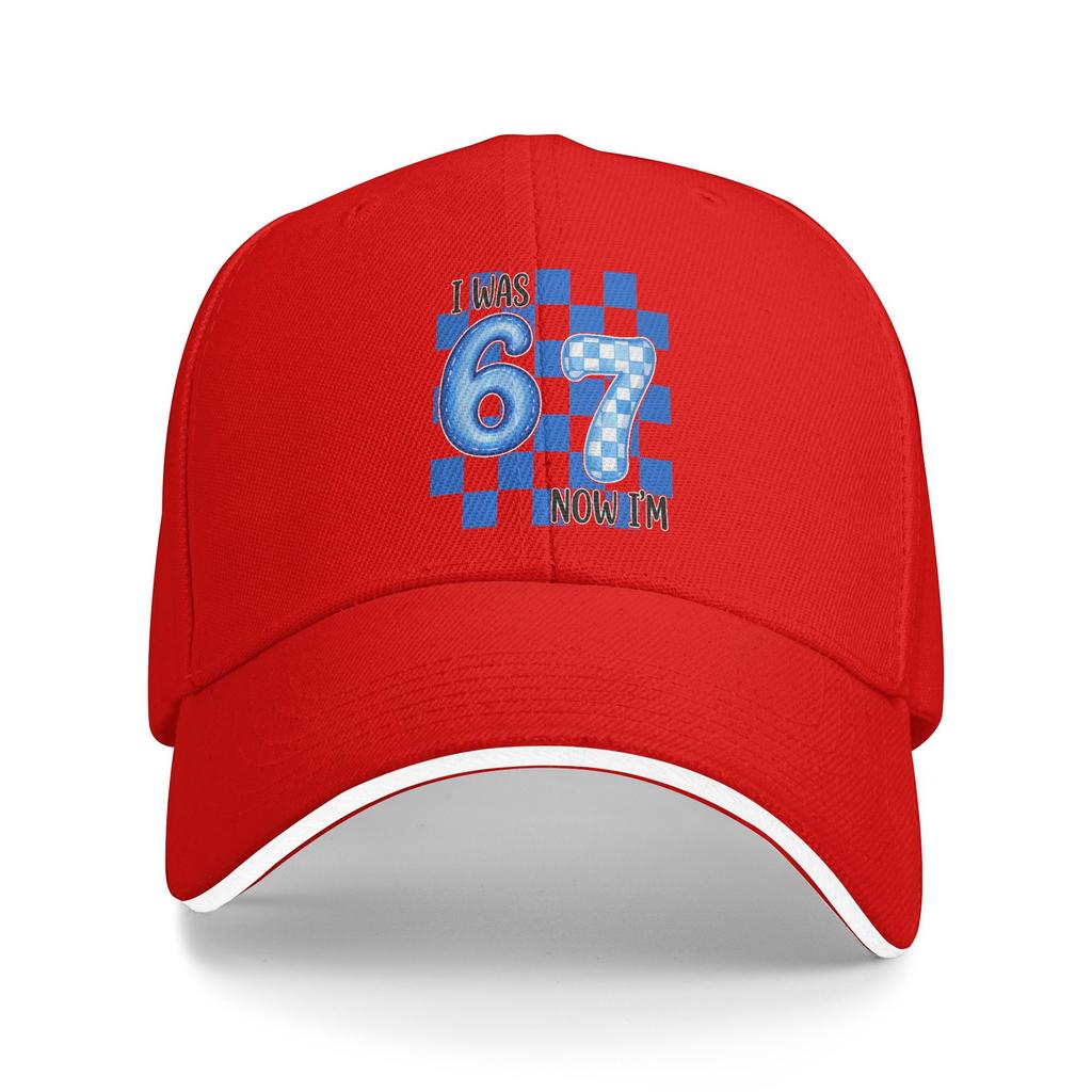 Blue Checkered I was 6 Now Im 7 Funny 67 Birthday Baseball Cap Casual Men Trucker Hat Sun Visor Design Outdoor Baseball Caps
