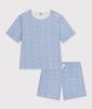 Printed Short Sleeve Pajamas A09TM S [Petit Bateau] Off-white/Blue