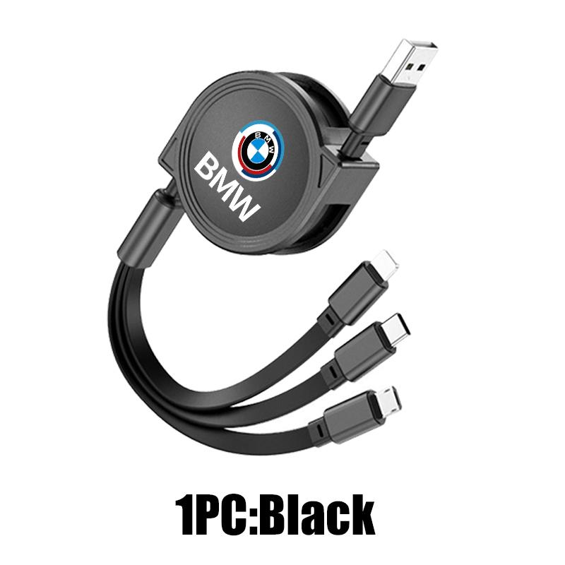wzcr7 3 In 1 Retractable Data USB Charger Fast Cable Car Styling For BMW Performance M2 M3 M4 X1 X3 X4 X5 E87 X7 E91 G20