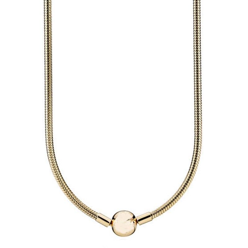 Original Moments Lobster Ball Clasp Smooth Snake Chain Necklace For 925 Sterling Silver Bead Charm Europe Diy Jewelry