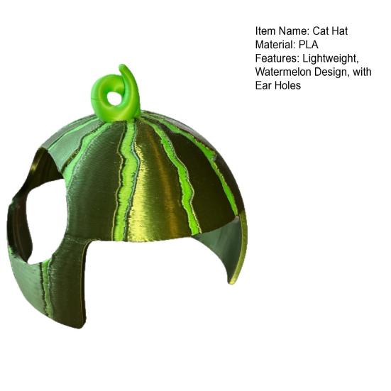 Yousheng Cute Watermelon Cat Hat 3D Printed Cat Cap with Ear Holes Funny Watermelon Cap for Cats Party Costume Photo Shoots