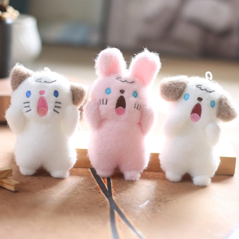 Adorable Plush Screaming Dog Keychain Soft Stuffed Animal Bag Charm