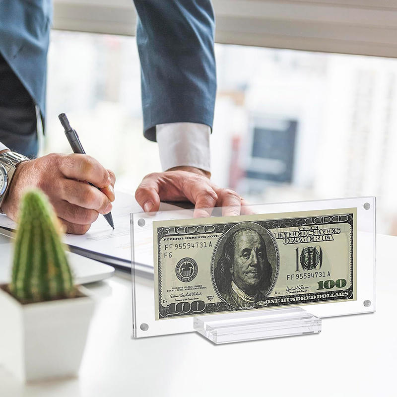 Акриловый прозрачный держатель для купюр с основанием, рамка для фотографий, держатель для билетов, настольный декор