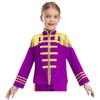 Children's 60s Rock Band Costume - British Star Style Gold Lace Top with Long Sleeves for Music Cosplay