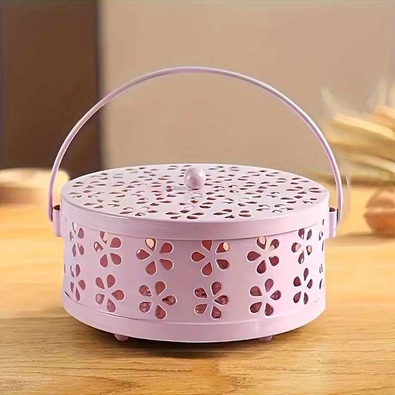 Металлический держатель для спирали от комаров в винтажном стиле с ручкой - Портативная железная подставка для благовоний для домашнего и уличного декора