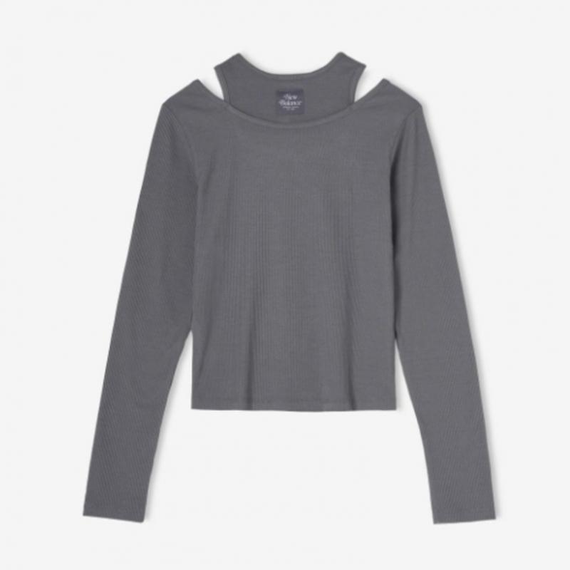 New Balance Women S Soft Ribbed Cutout Long Sleeve Tee B1 Nbndf2w312 25 60