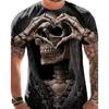 Unisex T-shirt 3d Skull Print Casual Crew Neck Tee Short Sleeve Tops Summer Oversized T-shirt Hip Hop Trend Fashion Unisex's Clothes