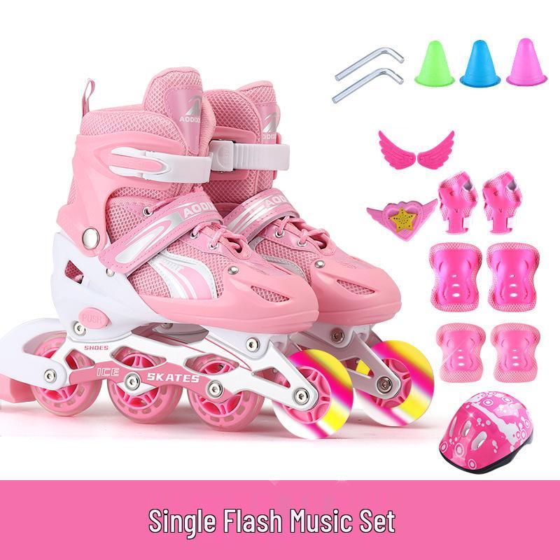 Регулируемый набор роликовых коньков с мигающими колесами для детей-начинающих