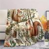 Grey Squirrel  Print Flannel Blanket, High quality Comfortable for All Seasons, Home Decor, Warmth and Comfort