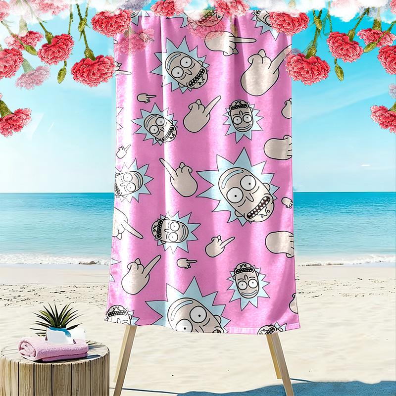 Rick and Morty Print Beach Towel, Large Soft Quick Dry Towel for Beach Camping Swimming