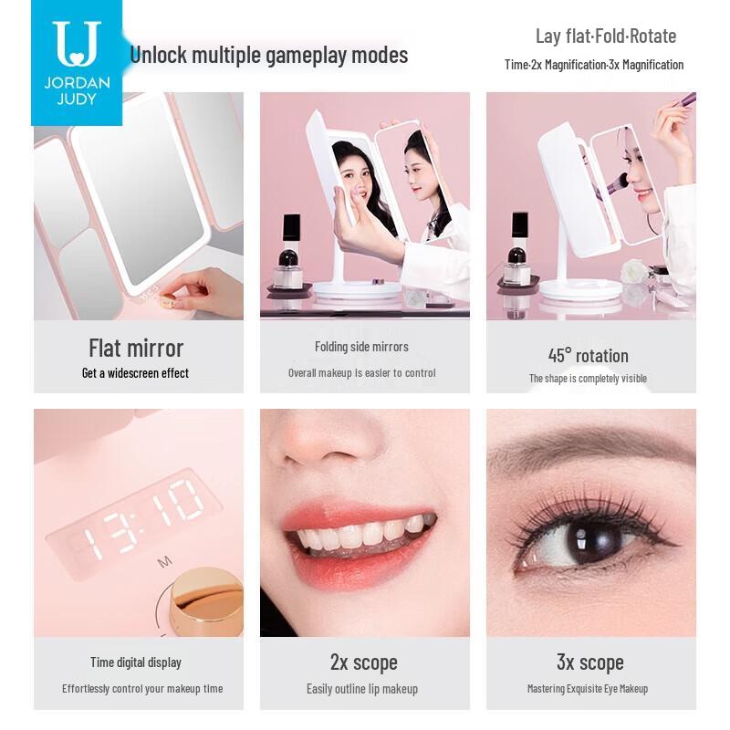 Jordan Judy LED Smart Foldable Makeup Mirror with Light