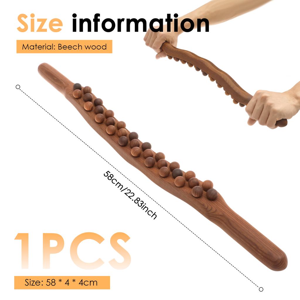 Деревянный массажный ролик 31 бусина ручной инструмент для лимфодренажа фасциальный бластер массажер от целлюлита для живота шеи спины ног