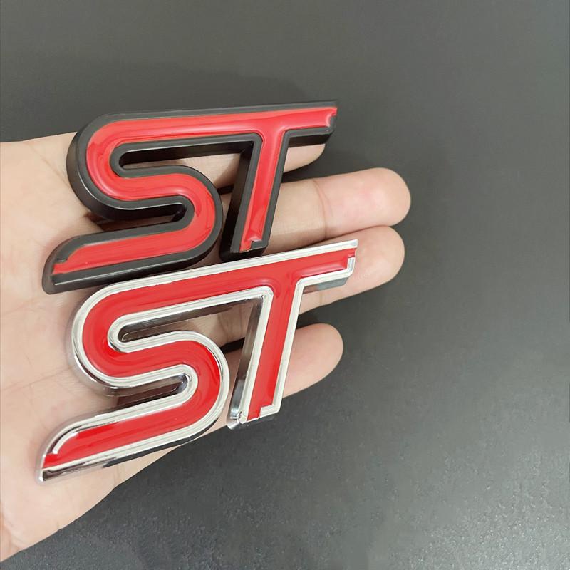 3D Metal ST Logo Car Front Grill Emblem Trunk Badge Decal For Focus Fiesta Mondeo EDGE Kuga Explorer ST Sticker Accessories