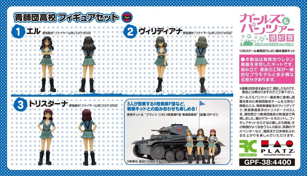 Platts Girls Panzer Final Chapter Blue Division High School Figure Set Scale Urethane Unpainted Kit & 1/35 Non-foaming GPF-38