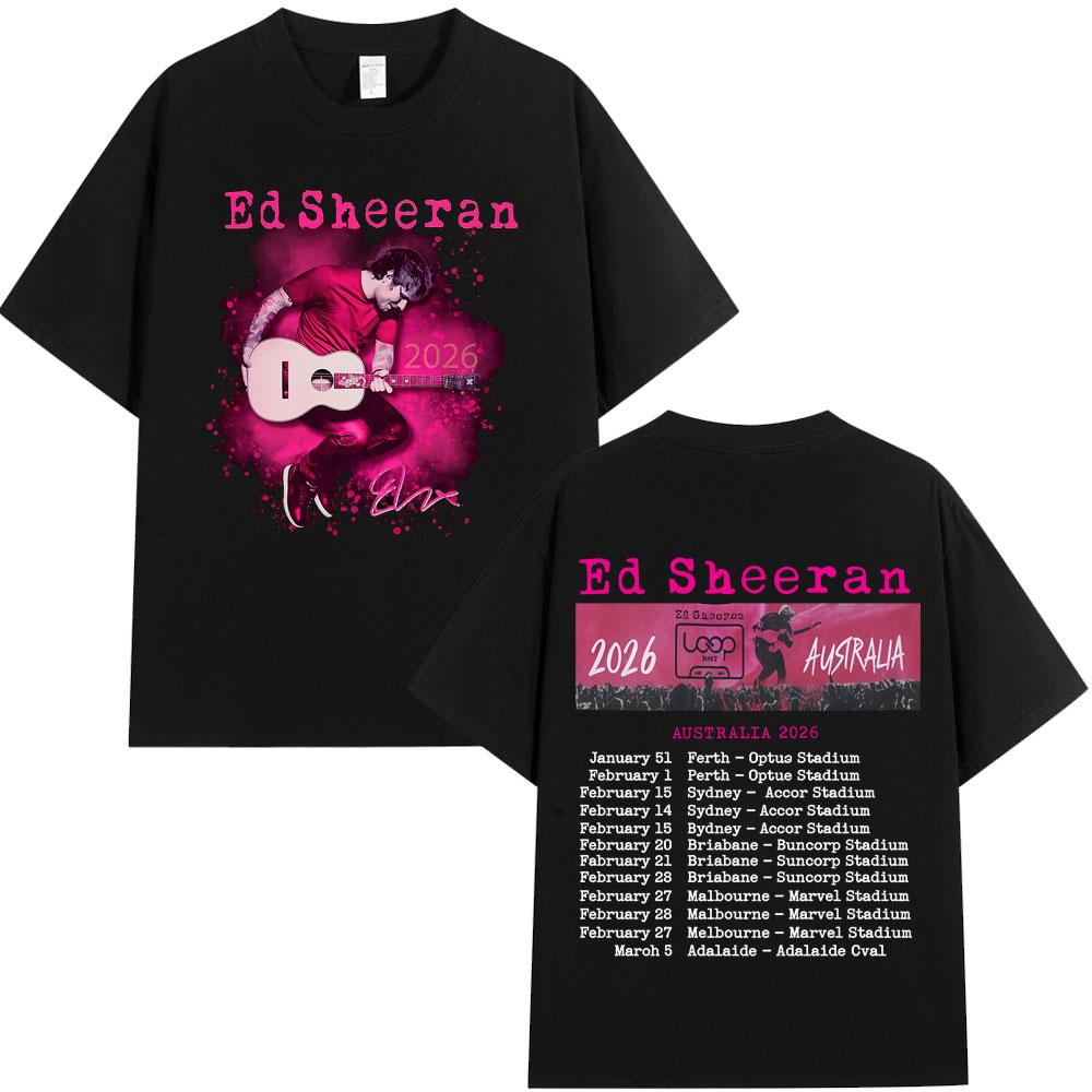 Ed Sheeran Loop Tour Concert 2026 Merch Tshirts Fans Gifts Unisex Women Clothing Fashion 100 Cotton Oversized T Shirts Streetwear
