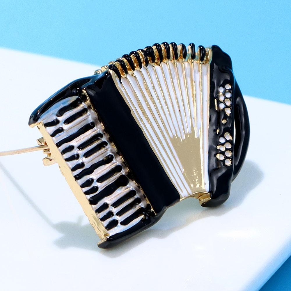Новая эмалированная брошь-аккордеон, мужская модная бижутерия, музыкальные инструменты, аксессуары для костюма, высокое качество, черный цвет