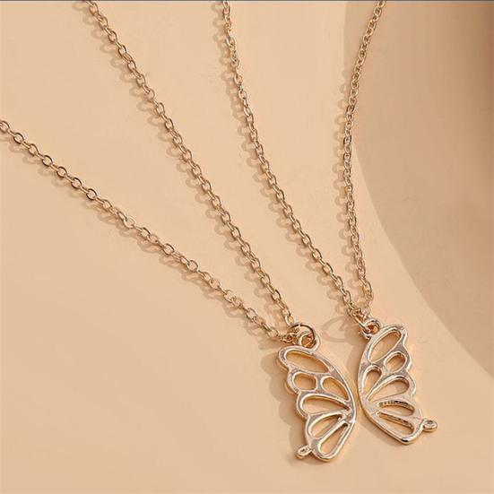 2Pcs/Set Friendship Necklace Meaningful Bright Luster All Match Adjustable Extension Chain Decoration Gift Best
