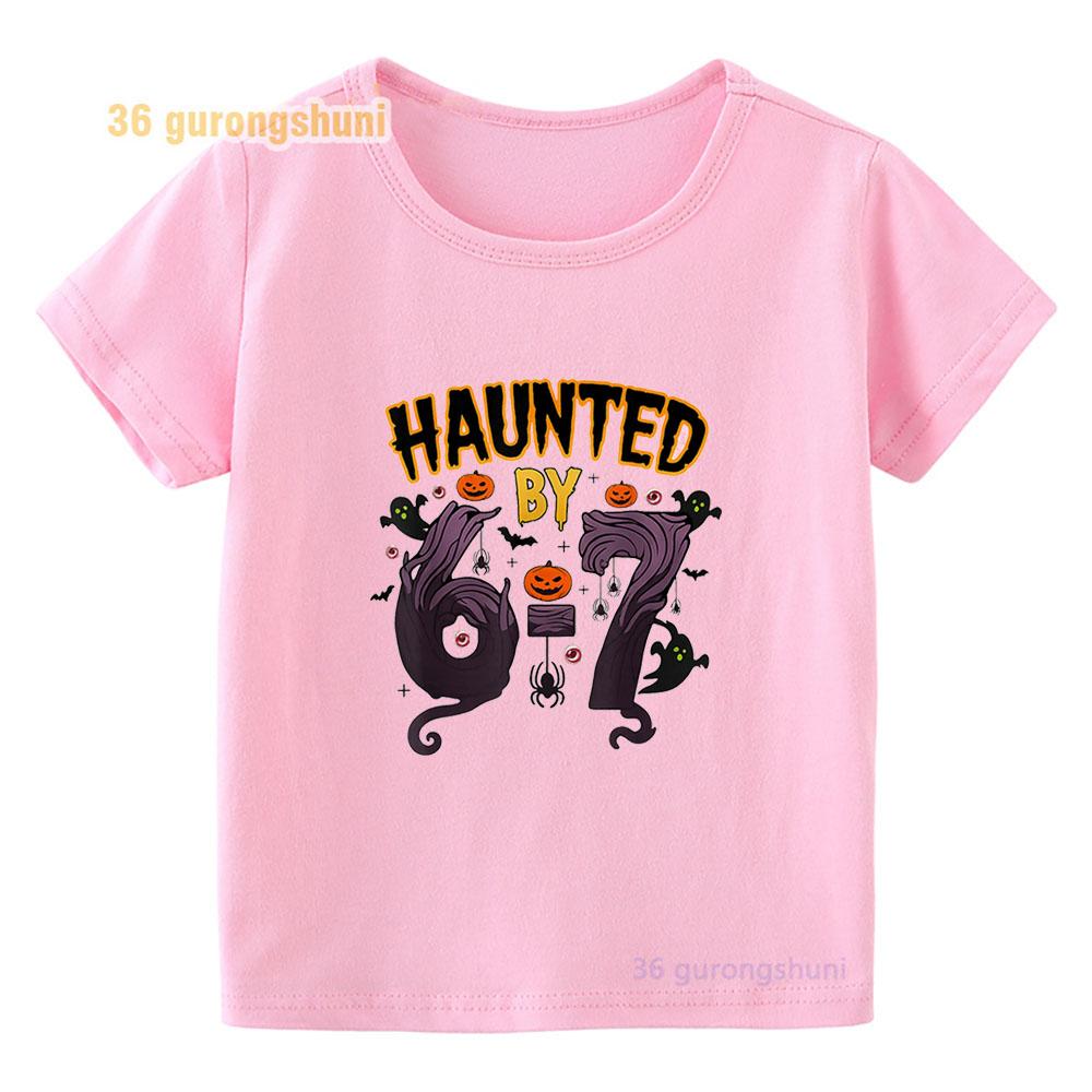 Kid pink Tshirt For girl 67 t shirts Clothes children clothing summer Tshirt 6 7 print Graphic top Tee Kawaii Baby Short Sleeve