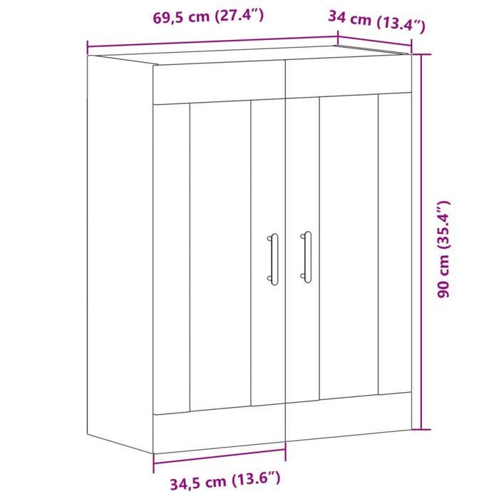 VidaXL Armoire murale chêne artisanal 69,5x34x90 cm bois d'ingénierie, armoire, armoire suspendue, armoire latérale, armoire 857309