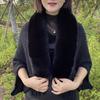 New Fashionable Fur Collar Thickened Warm Shawl Large Size Loose Knitted Cardigan Jacket Female