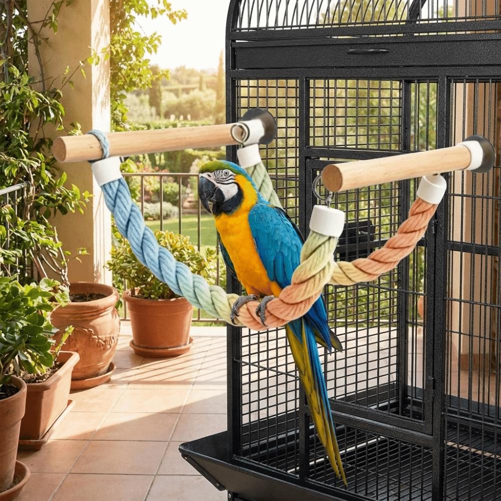 Bite Resistant Bird Rope Perch Suction Cup Parrot Swing Stand Pole Training Tool