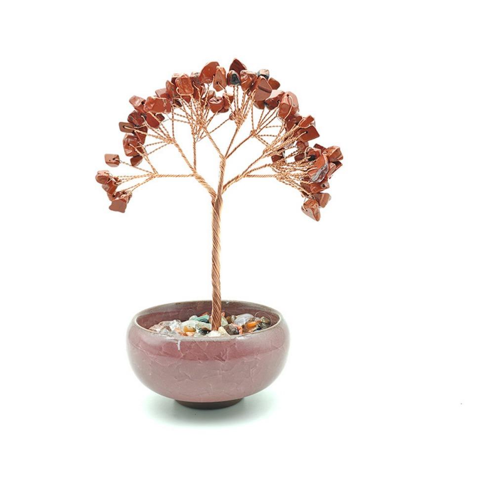 Медная проволока натуральное хрустальное дерево с чашкой основание каменное украшение дерево здоровье удача дерево фигурка Главная