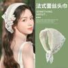 Women Girl Rhombus Sweet Cute Knitted Triangle French Pastoral Style Headband Flower Headscarf Beach Vacation Hair Accessories