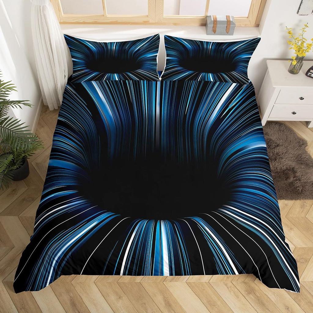 Комплект постельного белья Black Hole 3D с психоделическим геометрическим узором и цифровой печатью, комплект из трех предметов