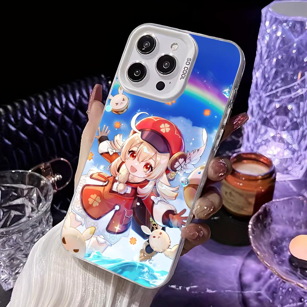 Game GI Klee Mobile Phone Case for iPhone 17 16 15 14 13 12 11 X XR XS 8 7 Air Pro Max Plus White Translucent Colorful Cover