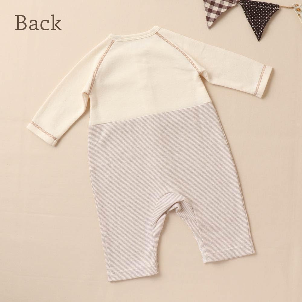 Cream de Coco in Cardboard Knit Smooth Striped Newborn Baby Stylish Romper for and Size [Made Japan] & Coverall, Clothes, Cute, Warm, 100% Cotton,