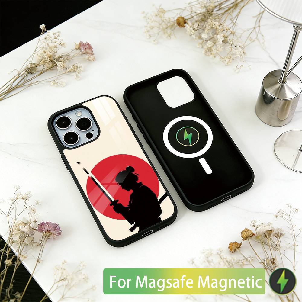 Japanese Bushido Samurai Phone Case For iPhone17,16,15,14,13,12,11 Plus,Pro Magnetic with Magsafe Wireless Charging