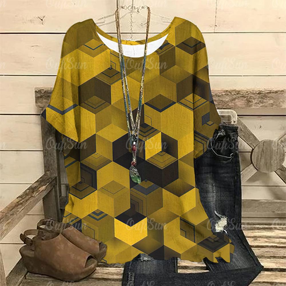 Футболка в стиле ретро для женщин с принтом капель, футболки с коротким рукавом, летний круглый вырез, модный женский свободный свитер