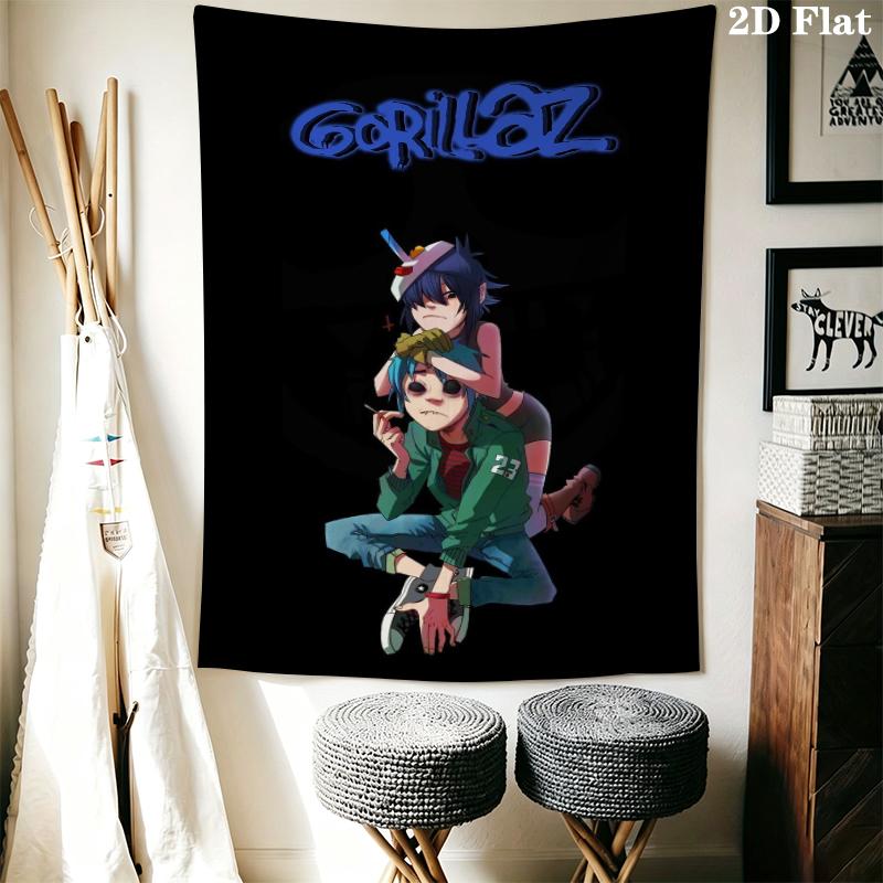 Gorillaz Wall Tapestry Aesthetic Wall Hanging Printed Fabric Blanket Decorative Tapestries for Bedroom Living Room Home Decor
