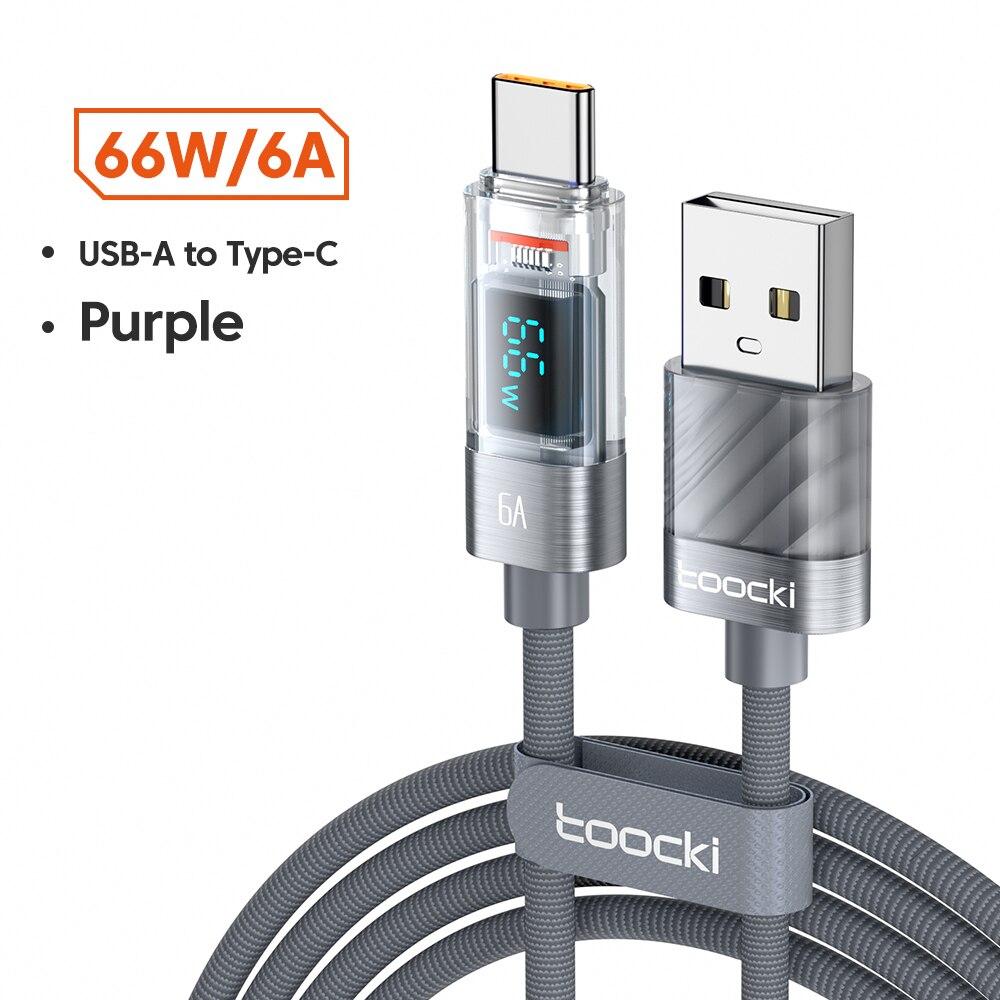 Кабель Tooki USB Type C 6A 66 Вт для Huawei OPPO Display, зарядное устройство для быстрой зарядки, кабель USB C, шнур для передачи данных для Xiaomi 12, Samsung Realme