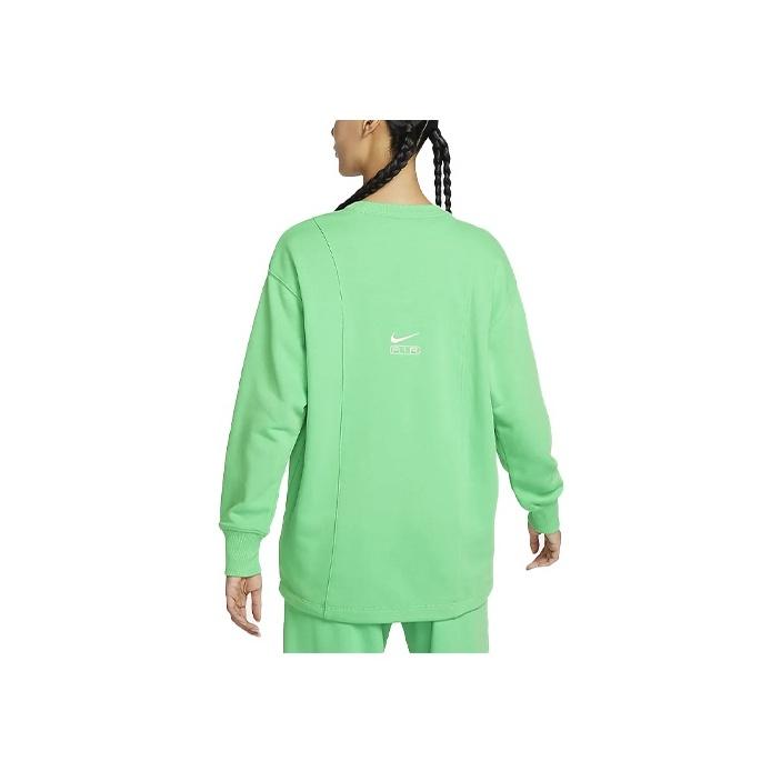 Nike Letter Logo Round Neck Casual Long Sleeve Drop Shoulder T-Shirt Women T-Shirt Spring-Green FN1898-363
