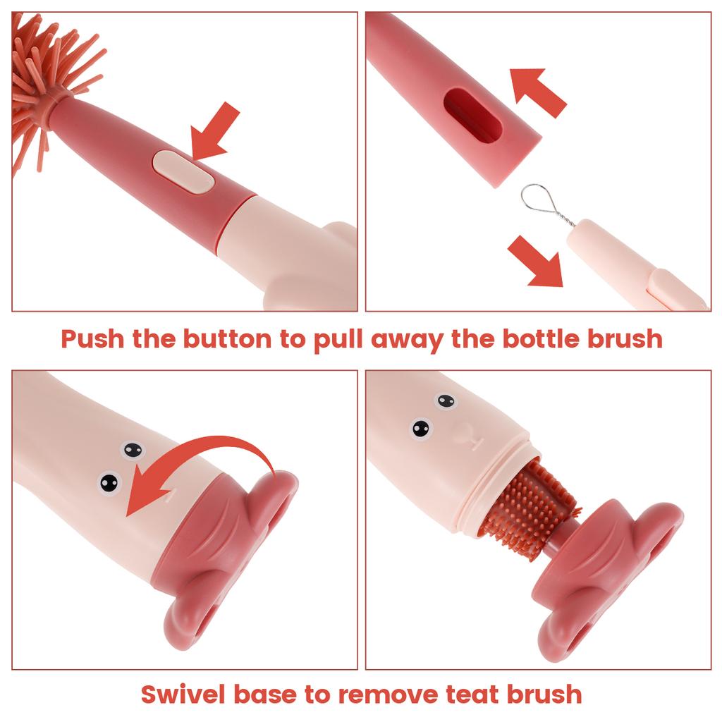 Набор 3 в 1 для чистки детских бутылочек, силиконовая щетка для чистки бутылочек и сосок с одинарной ручкой и подставкой, портативная щетка для чистки трубочек