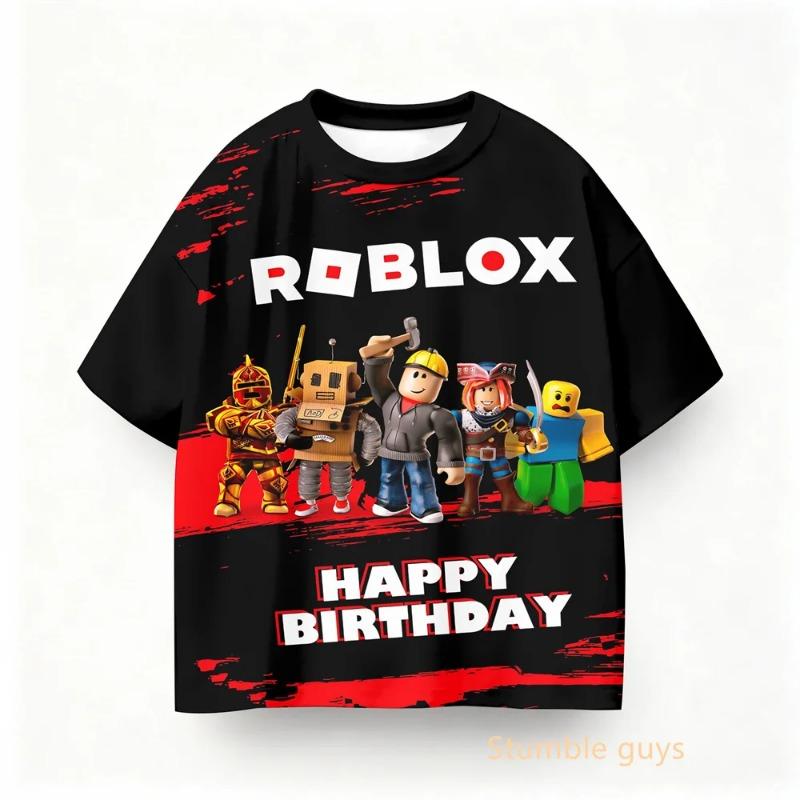 Летняя детская футболка на тему игры Roblox Одежда для мальчиков Девочки Аниме Топы
