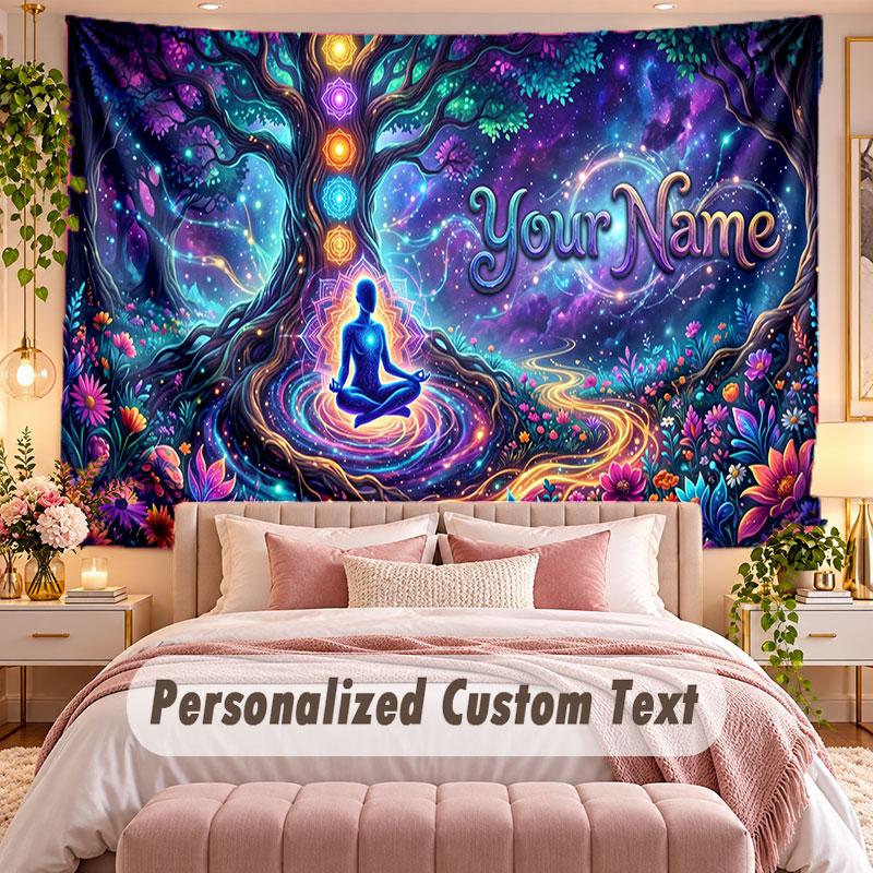 Sunset Landscape (50) Theme Wall Tapestry Customized With Name Text Personalized Hanging Tapestry For Bedroom Living Room Decor