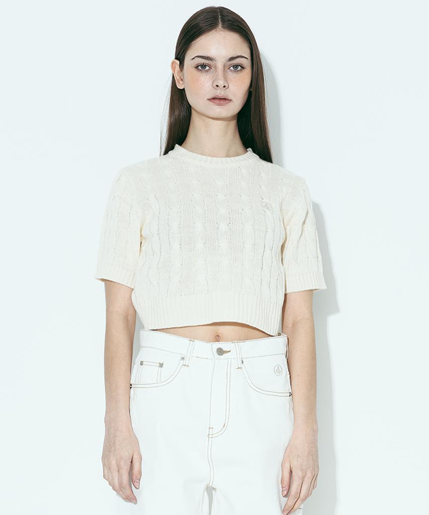 AGENT PEEK Agp Cable Half Sleeve Knit Ivory