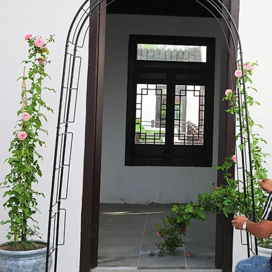 Металлическая садовая арка для вьющихся растений, свадебное украшение, каркас арки, простая сборка, изогнутая решетка для роз, виноградных лоз, шары