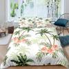 Coconut Trees Duvet Cover Set Vintage Red Flower Hawaiian Tropical Leaves Comforter Cover Palm Tree Bedding Set with Pillowcase