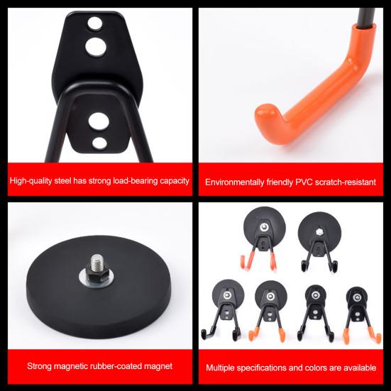 Сверхпрочный магнитный крючок для хозяйственных нужд Сильный Легкая установка Магнит для гаража ПВХ Антискользящее покрытие Крючок для хранения